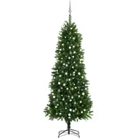 vidaXL Kunstkerstboom met verlichting en kerstballen 240 cm groen