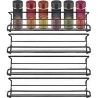 Intirilife Kruidenrek Set zonder boren, 4 hangende rekken van Zwart Ijzer - 29.2 x 6.2 x 6.8 cm - Wandmontage met zelfklevende haken of schroeven, Kruidenhouder, Opslag, Keukenrek