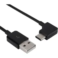 Coretek USB-C haaks naar USB-A kabel - USB2.0 - tot 1A / zwart - 2 meter