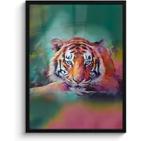 PosterMonkey Poster in lijst - Fotolijst 50x70 cm - Posters - Tijger - Olieverf - Dieren - Kunst - Posterlijst zwart - Decoratie - Wanddecoratie woonkamer - Muurdecoratie slaapkamer