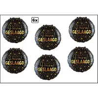 Wefiesta 6x Luxe Folieballon Hoera geslaagd (45 cm) - NIET geleverd met helium - Thema feest land festival party fun folie ballon