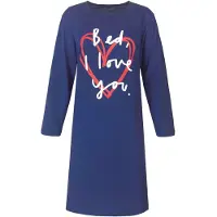 Temptation Dames Big Shirt - Tekstprint op de borst - Donker Blauw - Maat M