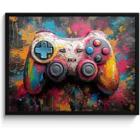 PosterMonkey Poster in lijst - Fotolijst 70x50 cm - Posters - Graffiti - Gaming - Controller - Verf - Posterlijst zwart - Decoratie - Wanddecoratie woonkamer - Muurdecoratie slaapkamer