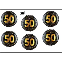 Wefiesta 6x Luxe Folieballon 50 jaar (45 cm) - NIET geleverd met helium - Verjaardag Thema feest land festival party fun folie ballon