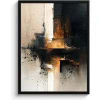PosterMonkey Poster in lijst - Fotolijst 50x70 cm - Posters - Modern - Zwart - Verf - Goud - Posterlijst zwart - Decoratie - Wanddecoratie woonkamer - Muurdecoratie slaapkamer