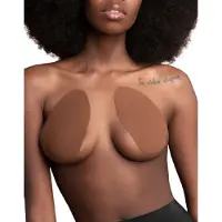 Bye Bra Borstlift Pads, Plak BH + Satijnen nippel cover, Donker Bruin Cupmaat F, G, H