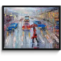 PosterMonkey Poster in lijst - Fotolijst 70x50 cm - Posters - Schilderij - Olieverf - Auto - Zebrapad - Posterlijst zwart - Decoratie - Wanddecoratie woonkamer - Muurdecoratie slaapkamer