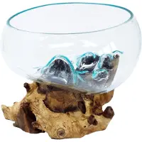 Ancient Wisdom Gesmolten Glas op Houten Stronk - Open - Grote Kom