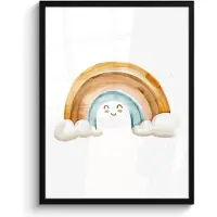 PosterMonkey Poster in lijst - Fotolijst 50x70 cm - Posters - Regenboog - Pastel kleuren - Posterlijst zwart - Kamer decoratie - Wanddecoratie kinderkamer - Muurdecoratie babykamer