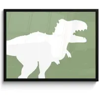 PosterMonkey Poster in lijst - Fotolijst 70x50 cm - Posters - Dino - T-rex - Dinosaurus - Groen - Tyrannosaurus rex - Posterlijst zwart - Kamer decoratie - Wanddecoratie kinderkamer - Muurdecoratie babykamer