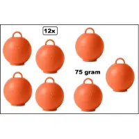 Wefiesta 12x Ballon gewicht Kettlebell oranje- 75 gram - Tafeldecoratie thema feest ballon party festival