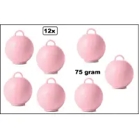 Wefiesta 12x Ballon gewicht Kettlebell baby roze - 75 gram - Tafeldecoratie thema feest ballon party festival