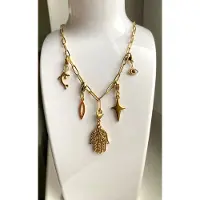 Yehwang bedelketting - love - stainless steel - ketting met bedels - charm - liefde - necklace - collier- 55cm - bedel 5 stuks