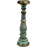 Ancient Wisdom Vintage Kandelaar - Turquoise & Goud- Kaars Houder - 40cm Hoog