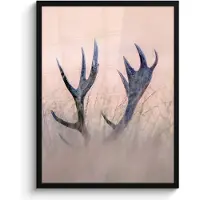 PosterMonkey Poster in lijst - Fotolijst 50x70 cm - Posters - Gewei - Hert - Gras - Natuur - Posterlijst zwart - Decoratie - Wanddecoratie woonkamer - Muurdecoratie slaapkamer