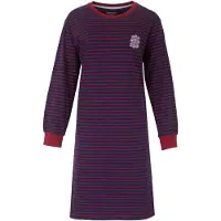 Irresistible Dames Nachthemd - Lange Mouwen - Gestreept - Blauw/Rood - Maat XL