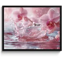 PosterMonkey Poster in lijst - Fotolijst 70x50 cm - Posters - Abstract - Modern - Water - Orchidee - Posterlijst zwart - Decoratie - Wanddecoratie woonkamer - Muurdecoratie slaapkamer