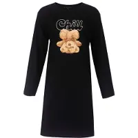 Temptation Dames Big Shirt - Lange mouwen - Katoen - Zwart - Maat XL