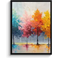 PosterMonkey Poster in lijst - Fotolijst 50x70 cm - Posters - Bomen - Kleurrijk - Natuur - Abstract - Posterlijst zwart - Decoratie - Wanddecoratie woonkamer - Muurdecoratie slaapkamer