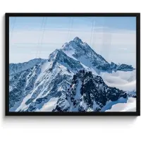 PosterMonkey Poster in lijst - Fotolijst 70x50 cm - Posters - Bergen - Sneeuw - Winter - Natuur - Landschap - Posterlijst zwart - Decoratie - Wanddecoratie woonkamer - Muurdecoratie slaapkamer