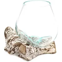 Ancient Wisdom - Kom - Gesmolten glas op witgekalkt hout multicolor one size - Serveerschaal - Decoratie - Handgemaakt - Duurzaam - Eco-vriendelijk - Uniek - Creatief - Ambachtelijk