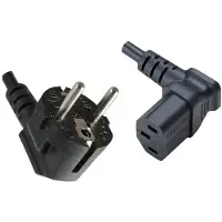 DINIC C13 (haaks/beneden) - CEE 7/7 (haaks) stroomkabel - 3x 1,00mm / zwart - 5 meter