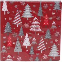 Gerimport Kerst tafel servetten 20x stuks van 33 x 33 cm - Kerstbomen print
