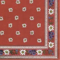 IHR Feest servet Edelweiss - 20x - rood - 3-laags - 33 x 33 cm - bloemen thema