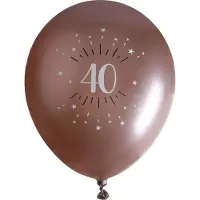 SANTEX verjaardag leeftijd ballonnen 40 jaar - 6x stuks - rosegoud - 30 cm - Feestartikelen