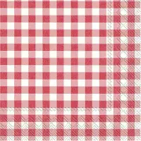 IHR 20x Karo 3-laags servetten rood/wit geblokt 33 x 33 cm - Oktoberfest servetten