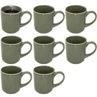 Secret De Gourmet Koffiemok - 8x - olijfgroen - keramiek - 420 ml - beker - mokken