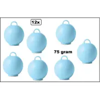 Wefiesta 12x Ballon gewicht Kettlebell lichtblauw - 75 gram - Tafeldecoratie thema feest ballon party festival