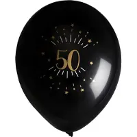 SANTEX Verjaardag leeftijd ballonnen - 50 jaar - 8x - zwart/goud - 23 cm - Abraham/Sarah