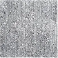 Ambiente Servetten Luxe - 15x stuks - 33 x 33 cm - zilver - barok patroon - 3 laags