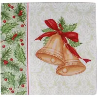 Gerimport Kerst tafel servetten 20x st - 33 x 33 cm - Kerstbel print - lunch/diner servetten