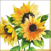 Ambiente Servetten zonnebloemen thema - 20x - 33 x 33 cm - 3-laags papier - feestservetten bloemen - wegwerp servetjes - versieringen/decoraties