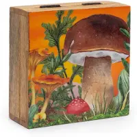 Ancient Wisdom - Wierook - Middelgrote vierkante doos 13,5x13,5x6 cm - Paddenstoeldesign - geuren - wierookhouder - geurstokjes - aromatherapie - handgerold