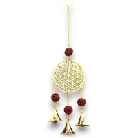Ancient Wisdom - Decoratief beeld - Indiase klokkenspel messing met rudraksha - windgong - tuindecoratie - klanken - cadeau - spiritueel
