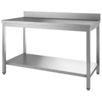Gastro-Inox RVS werktafel met achteropstand en onderblad, 1400(l)x600(d)x850(h)mm