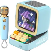 Divoom DitooMic - karaoke set - bluetooth speaker en microfoon - pixel art display - social media notificaties (blauw)