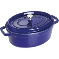 Staub ovale braadpan van gietijzer, drie lagen emaille 4,2 l donkerblauw