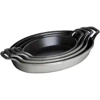 Staub ovale ovenschaal gietijzer 24 cm Grafietgrijs