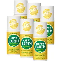 Happy Earth Bundel Deodorant Roller Jasmine Ho Wood - 100% Natuurlijke Ingrediënten - 24 uur Bescherming - Aluminiumvrij - Alcoholvrij - Microplasticvrij - Vegan - 6x75mL - Voordeelverpakking
