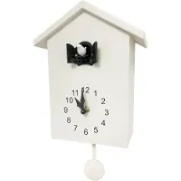 Ren Koekoeksklok Modern - Koekkoeksklok - Koekoeksklokken – Wandklok - Cuckoo Klok - Wit - 20 cn x 4 cm x 25 cm