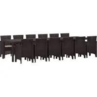 vidaXL Tuin Eettafel Set 13 st Bruin Polt riet