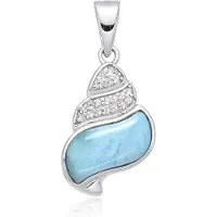 Cavill - Elegante Larimar Hanger - 925 Sterling Zilver Gerhodineerd - 2,3 ct Larimar Cabochon - 0,15 ct Witte Topaas - Lichtblauw