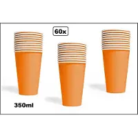 Wefiesta 60x Mega beker oranje karton 350ml - Drinken drank limonade
