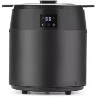 Hendi Elektrische soepketel 10 liter - roestvaststalen pan, koolstofstalen behuizing - zonder water - diameter 33 cm x hoogte 39,8 cm - zwart - voor soep en sauzen