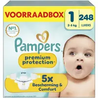 Pampers Premium Protection Maat 1 - 248 Luiers - 2kg-5kg - Voorraadbox