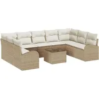 vidaXL Bankstel 10 st 9-zits Beige poly rattan